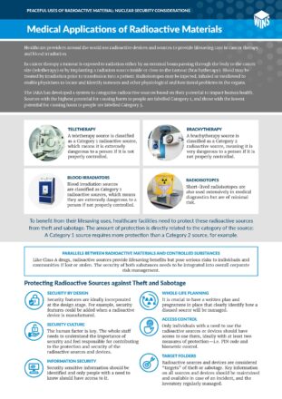 Peaceful Uses of Radioactive Material: Nuclear Security Considerations – Medical Applications of Radioactive Materials